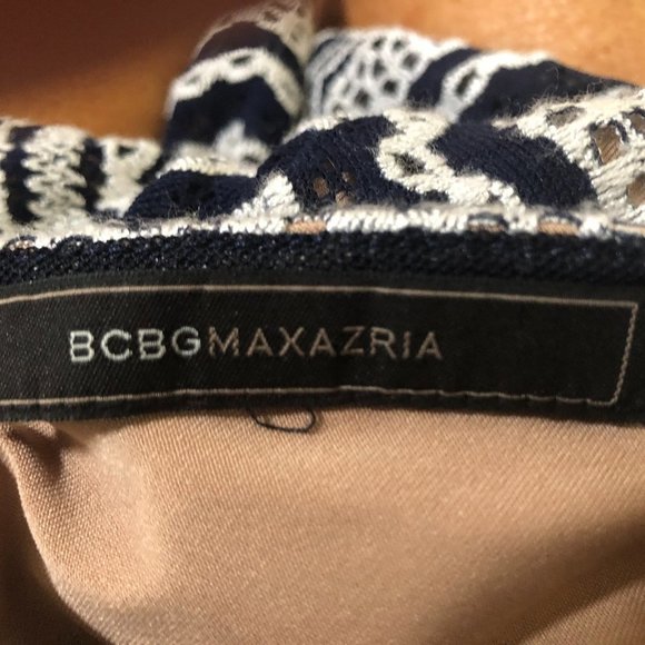 BCBG MAXAZRIA Navy Blue and White Cross Panel Dress Size Small - SEE VID… - Picture 12 of 13